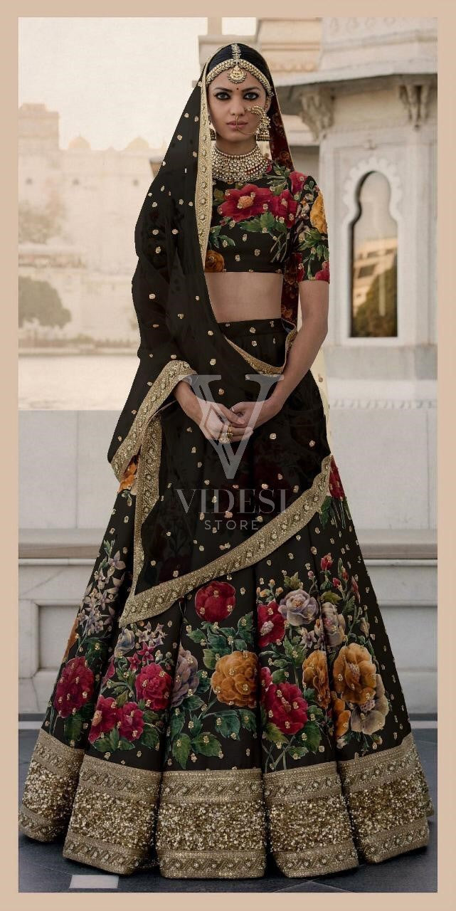 sabyasachi replica lehenga - Embroidery Pure Silk Sabyasachi Party Wear  Lehenga with Blouse Manufacturer from Surat
