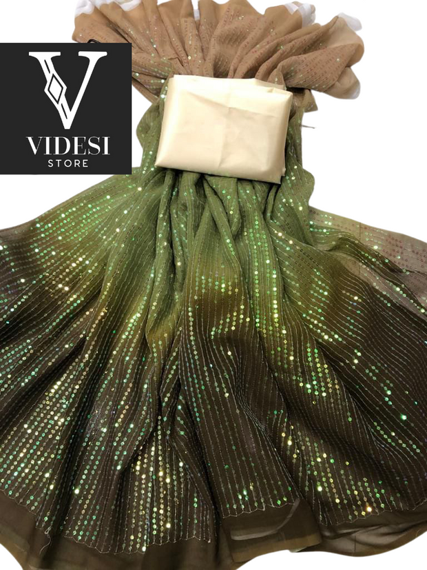 Designer Ombré Sequins Saree