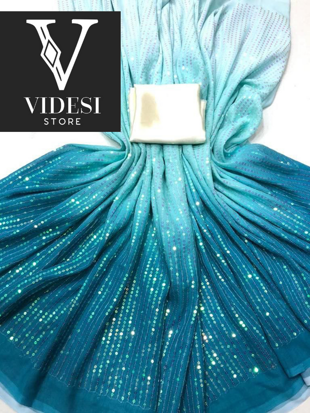 Designer Ombré Sequins Saree